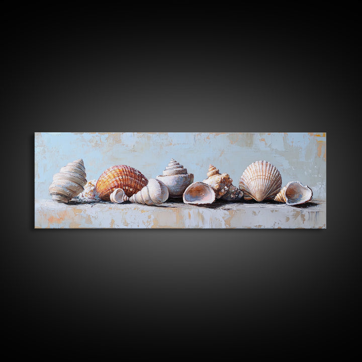 Coastal Seashell Collection Still Life Canvas Print, Beach Wall Art, Ocean Decor, Nautical Wall Decor, Beach House Gift Idea