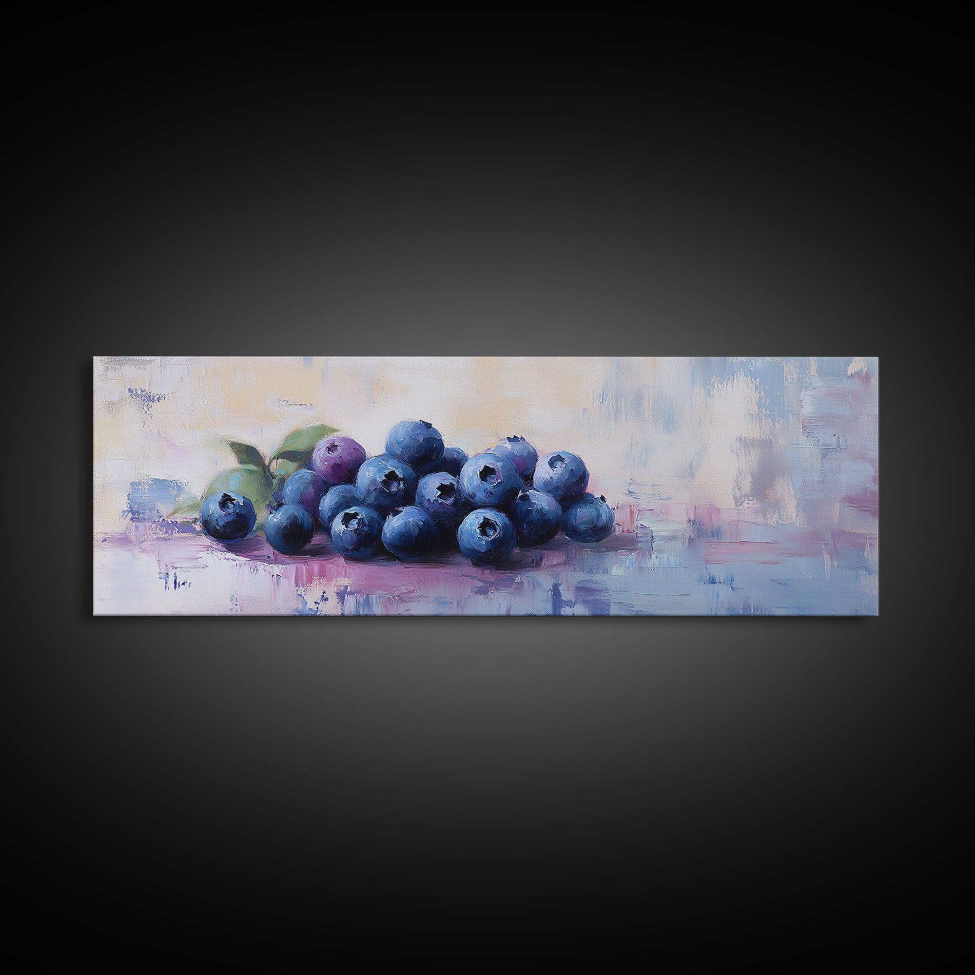 Blueberry Still Life Oil Painting Wall Art, Kitchen Framed Canvas Print, Fruit Art, Farmhouse Dining Room Decor, Foodie Gift