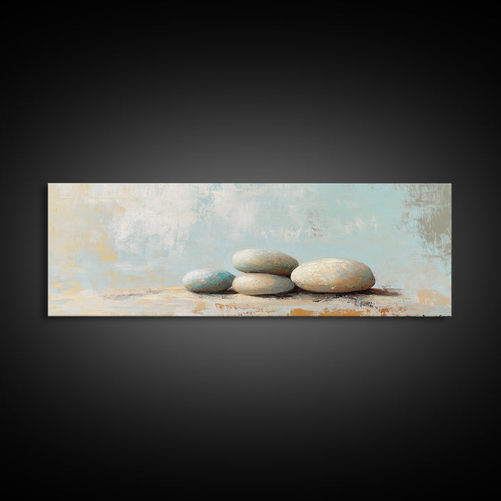 Stacked Smooth Stones Wall Art, Zen Spa Decor Print, Minimalist Bathroom Wall Decor, Calming Neutral Art, Meditation Room Decor