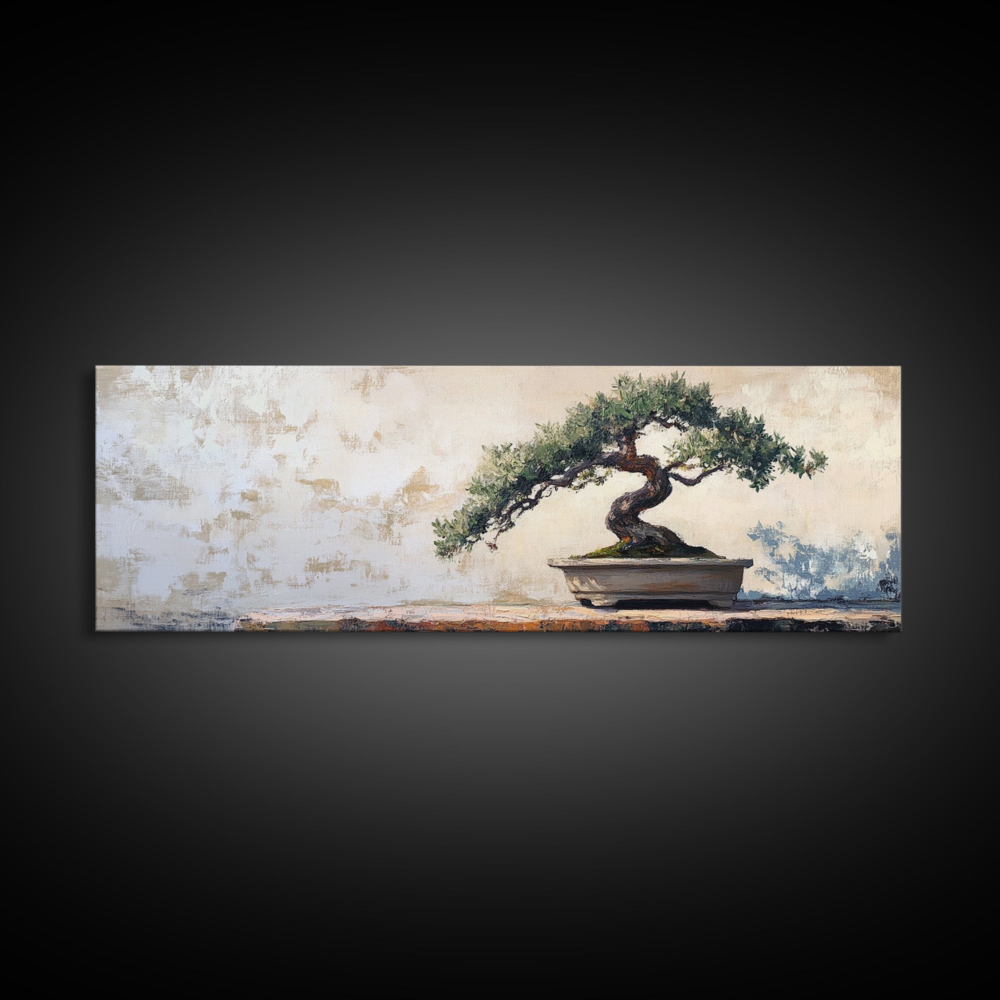 Twisted Bonsai Tree Framed Canvas Print, Japandi Zen Wall Decor, Minimalist Nature Art, Calm Office Living Room Decor Gift