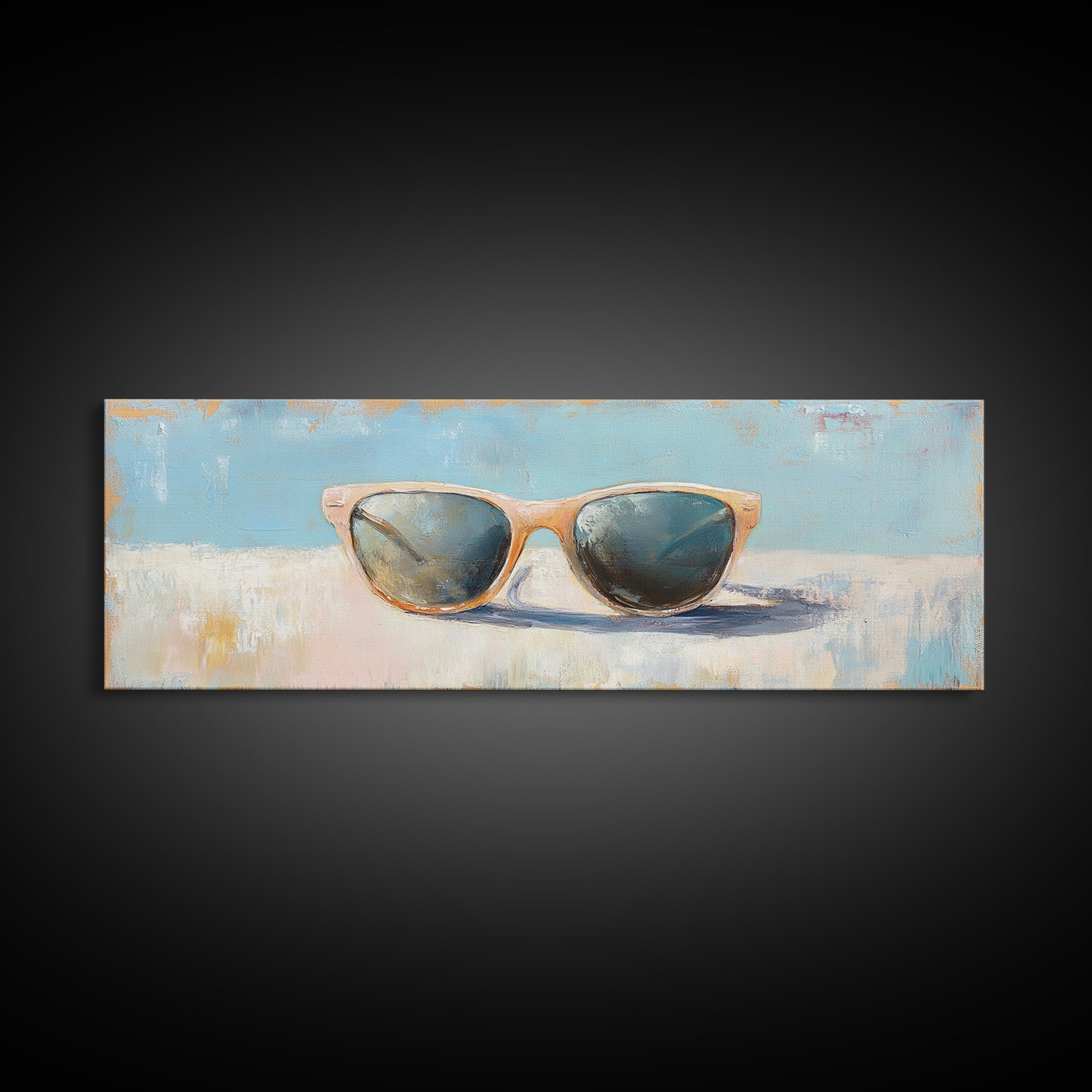 Retro Sunglasses Still Life Canvas Print, Summer Beach Wall Art, Minimalist Coastal Decor, Fashion Wall Art, Gift For Her