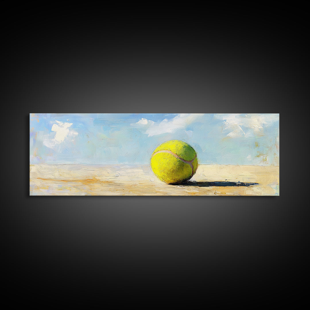 Bright Tennis Ball On Sunny Court Wall Art, Modern Sports Canvas Print, Game Room Decor, Kids Room Art, Gift For Tennis Lover