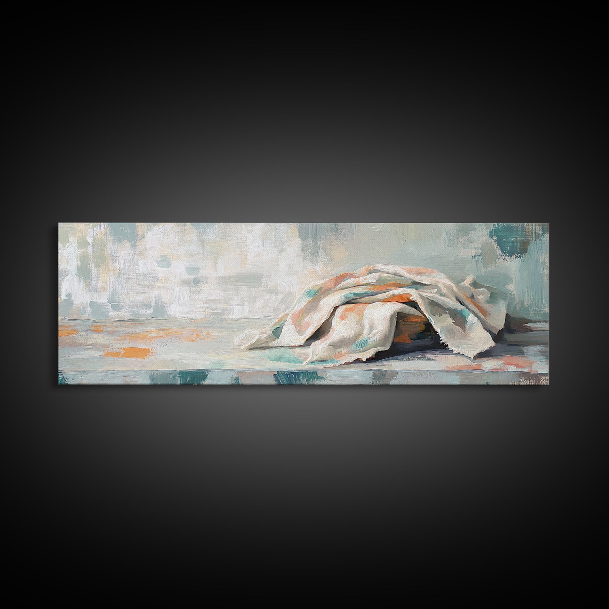 Soft Folded Linen Blanket Canvas Print, Neutral Wall Art, Minimalist Home Decor, Cozy Bedroom Decor, Wabi Sabi Art Print