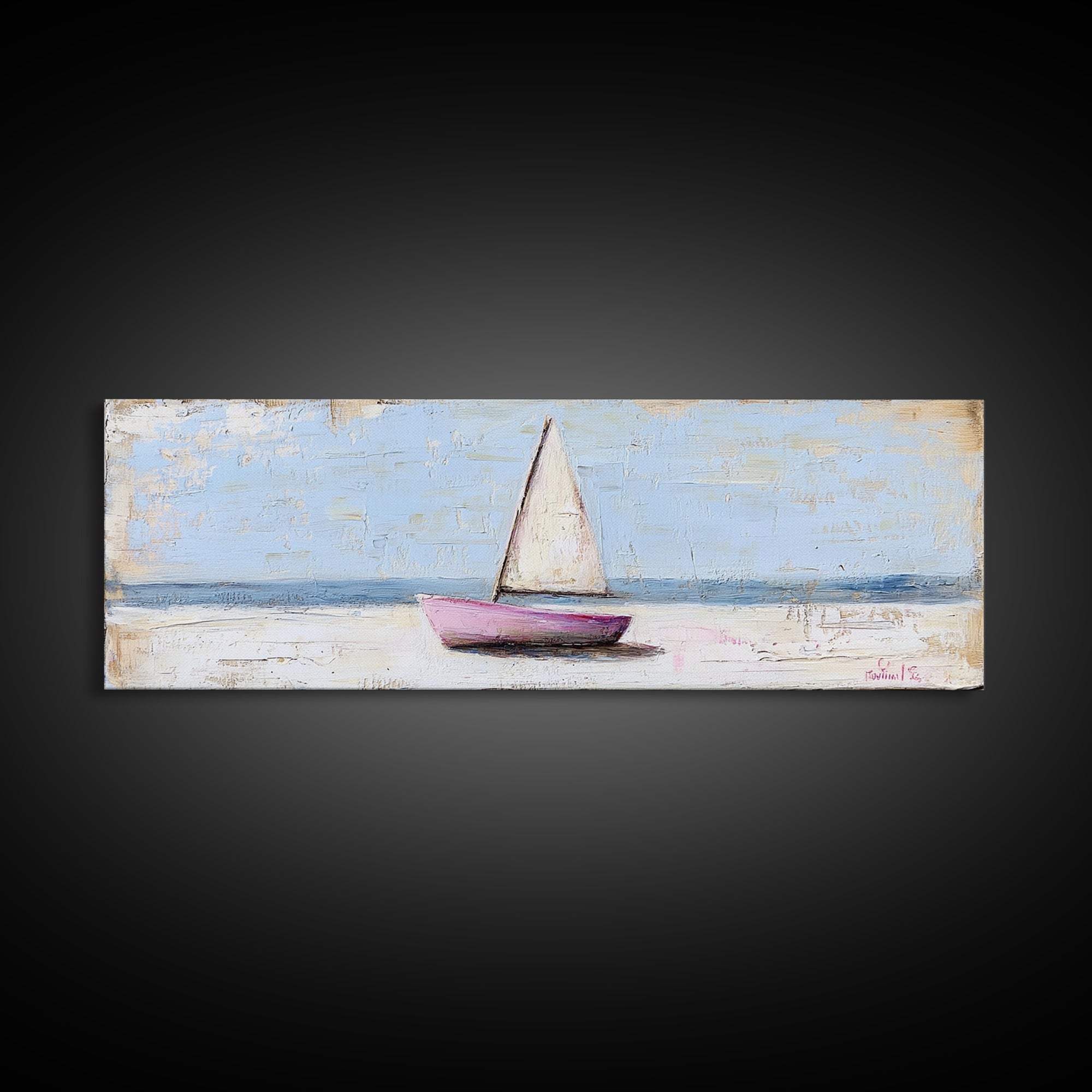 Small Sailboat On Calm Sea Canvas Print, Coastal Wall Art, Nautical Home Decor, Beach House Art, Serene Ocean Wall Decor
