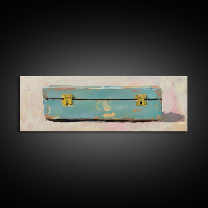 Weathered Blue Tool Box Canvas Print, Rustic Wall Art, Industrial Decor, Garage Wall Decor, Man Cave Decor, Gift For Him