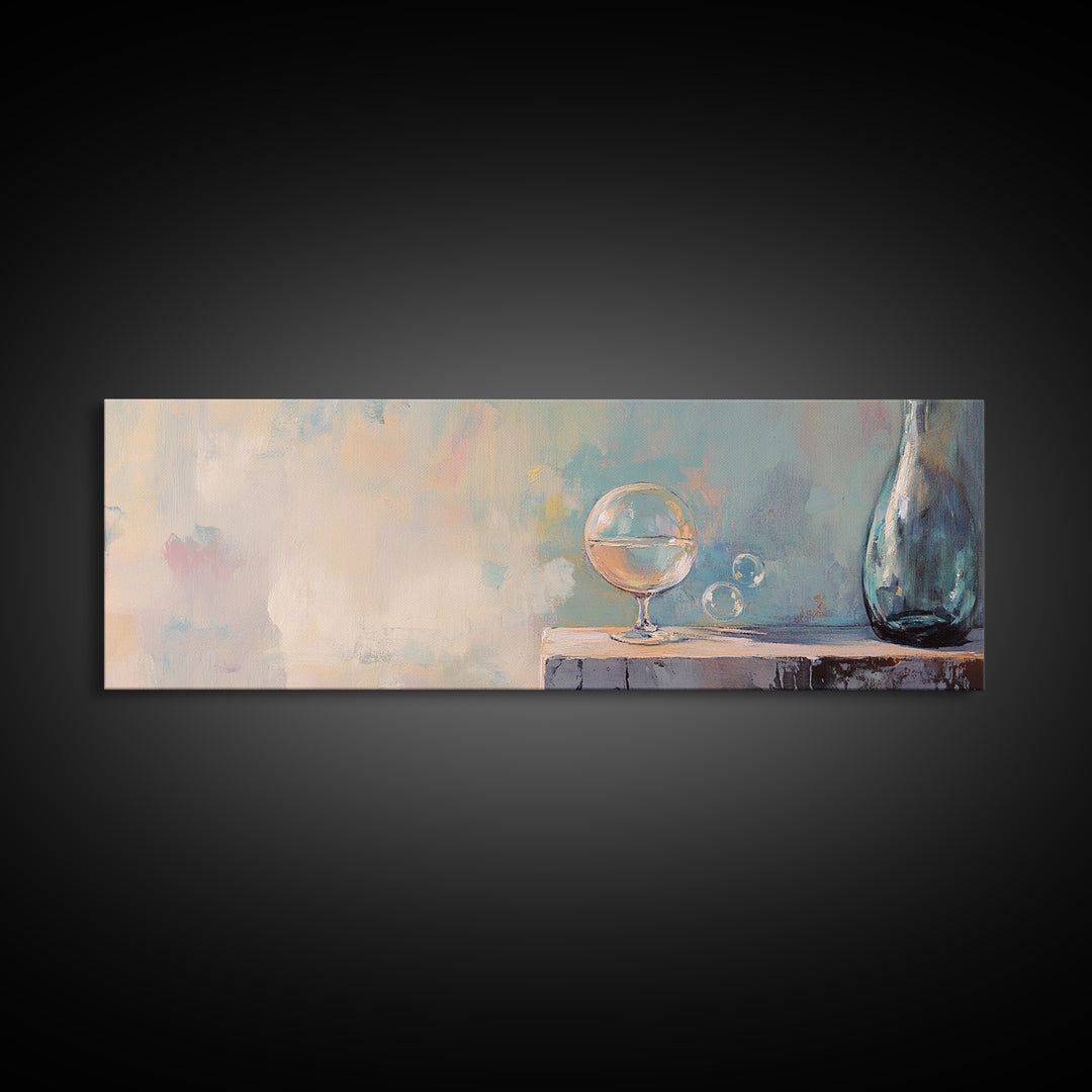 Dreamy Glass Globe And Blue Vase Wall Art, Minimalist Still Life, Neutral Wall Decor, Modern Home Decor, Calming Art Print