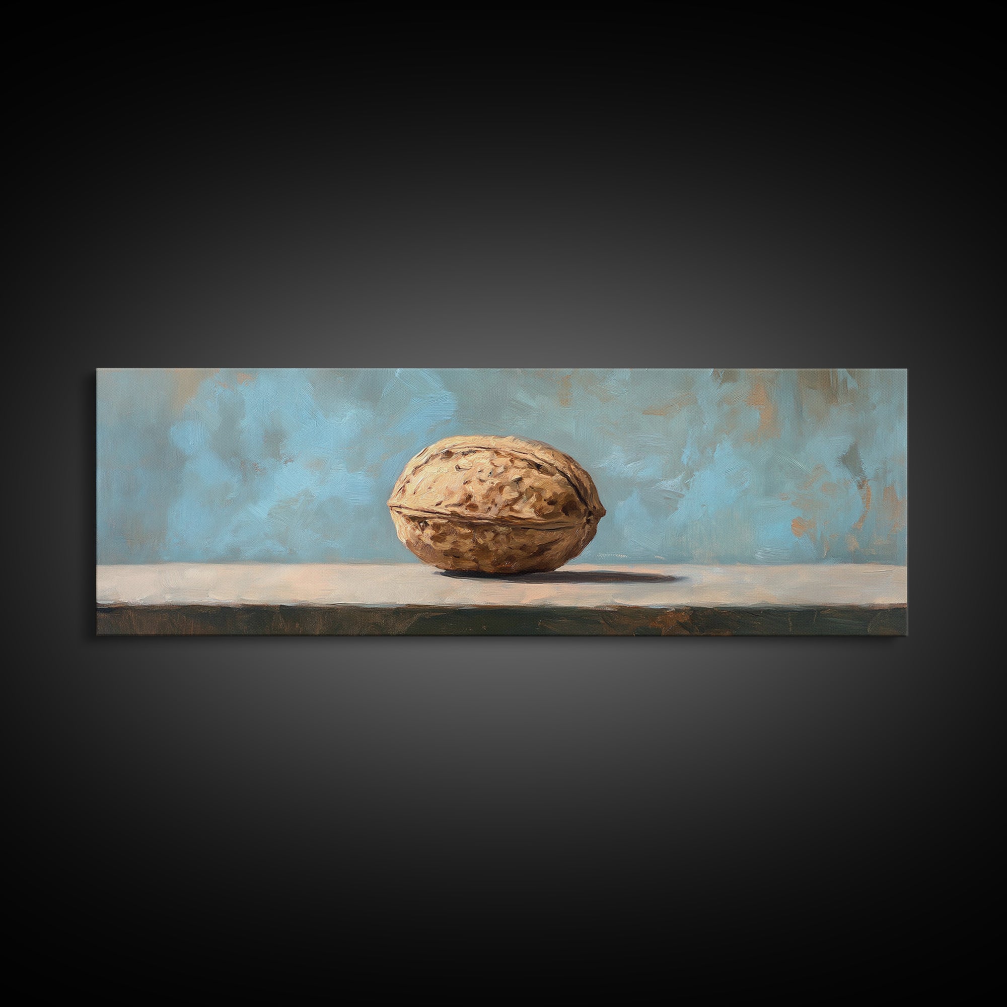 Single Walnut Still Life Wall Art, Minimalist Rustic Kitchen Print, Neutral Food Painting, Modern Farmhouse Decor, Gift For Foodie