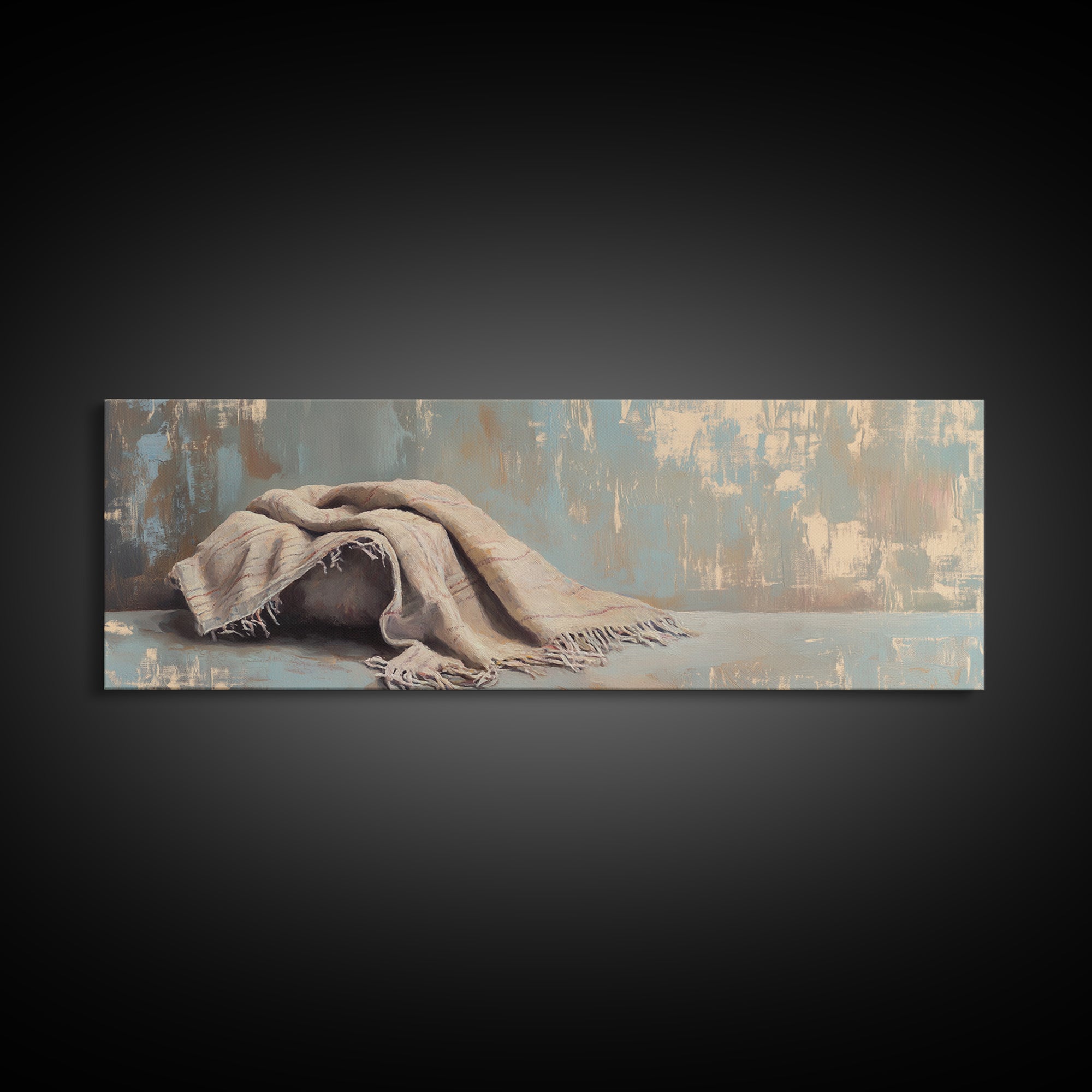 Folded Linen Blanket Still Life Wall Art, Neutral Home Decor, Wabi Sabi Art, Minimalist Canvas Wall Art For Bedroom Decor