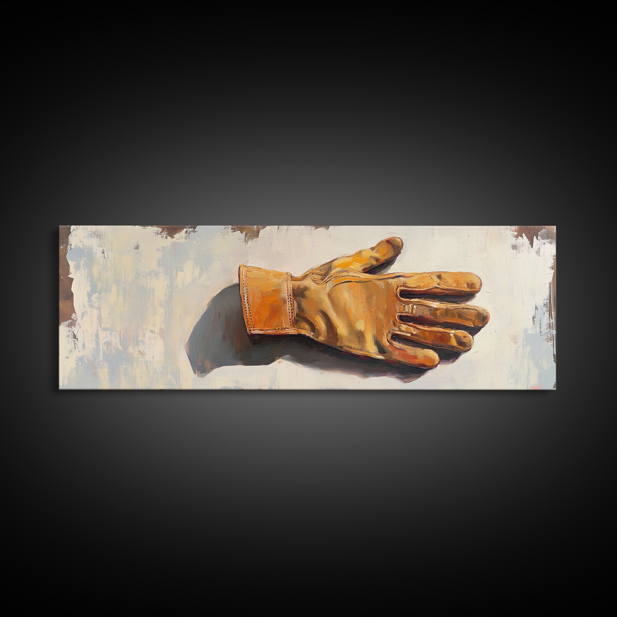Leather Work Glove Still Life Wall Art, Rustic Garage Decor, Industrial Canvas Wall Art, Mechanic Gift, Masculine Office Decor