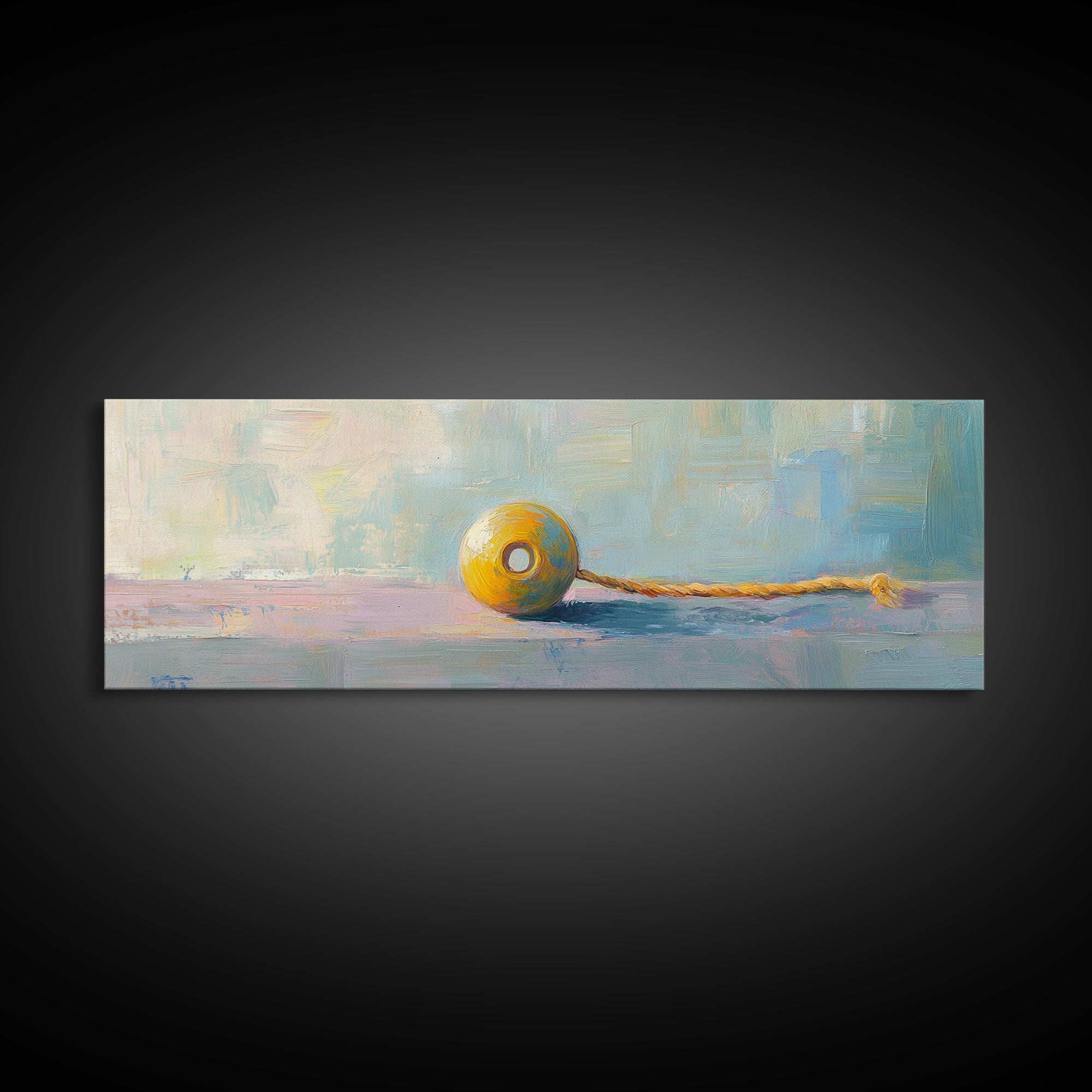 Yellow Yo Yo Toy Still Life Canvas Print, Minimalist Wall Art, Playroom Decor, Kids Room Art, Cheerful Modern Home Decor