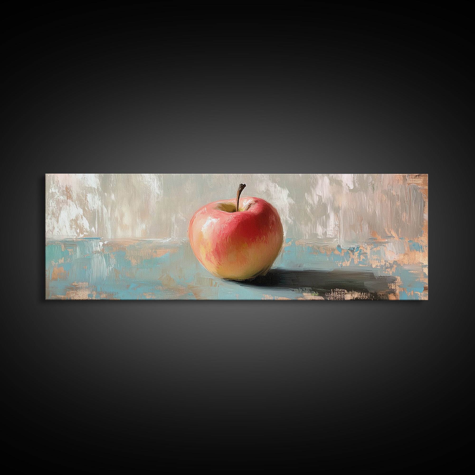 Single Red Apple Still Life Canvas Print, Minimal Kitchen Wall Art, Farmhouse Decor, Fruit Art Print, Housewarming Gift Idea