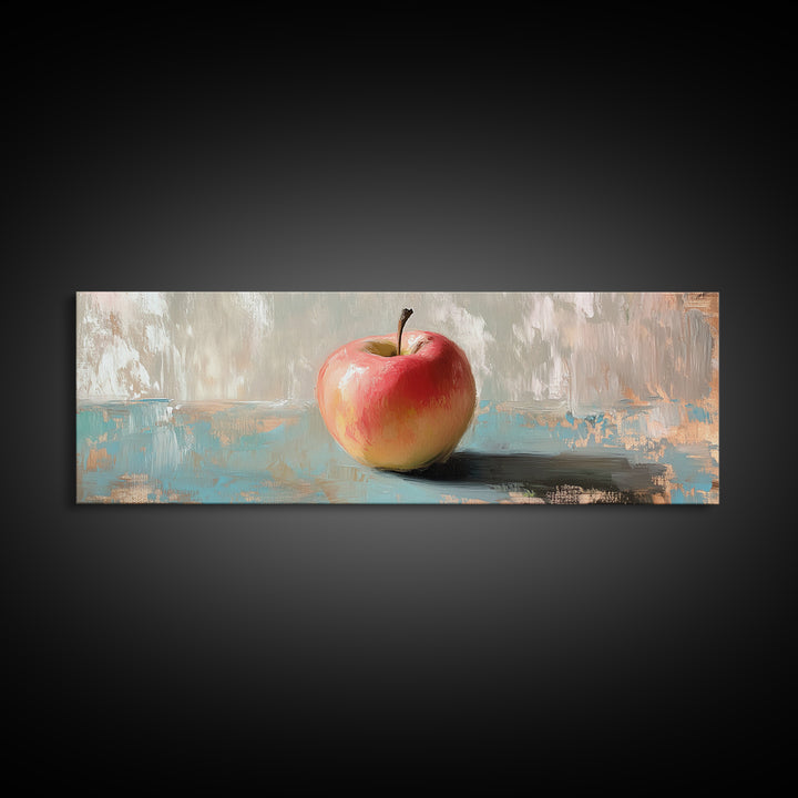 Single Red Apple Still Life Canvas Print, Minimal Kitchen Wall Art, Farmhouse Decor, Fruit Art Print, Housewarming Gift Idea