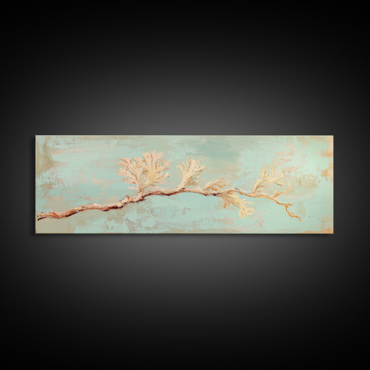 White Coral Branch Wall Art, Coastal Canvas Print, Beach House Decor, Minimalist Ocean Art For Serene Living Room Wall Decor