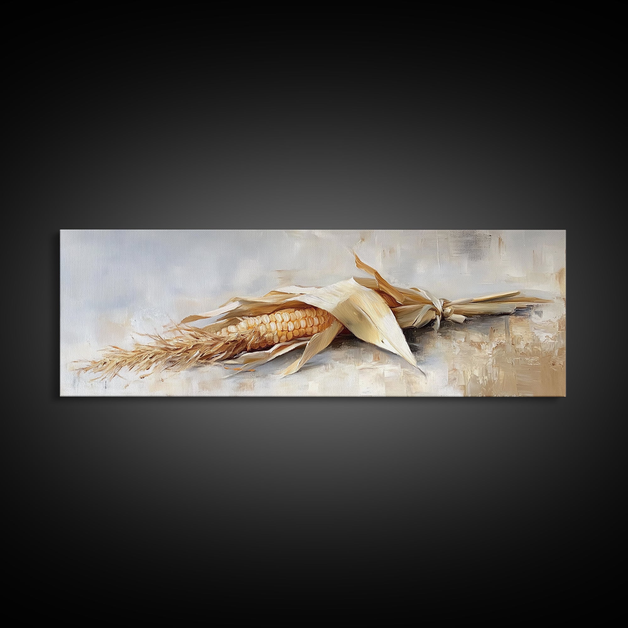 Dried Corn Husk Still Life Wall Art, Farmhouse Kitchen Decor, Rustic Canvas Print, Harvest Food Art For Country Home Decor