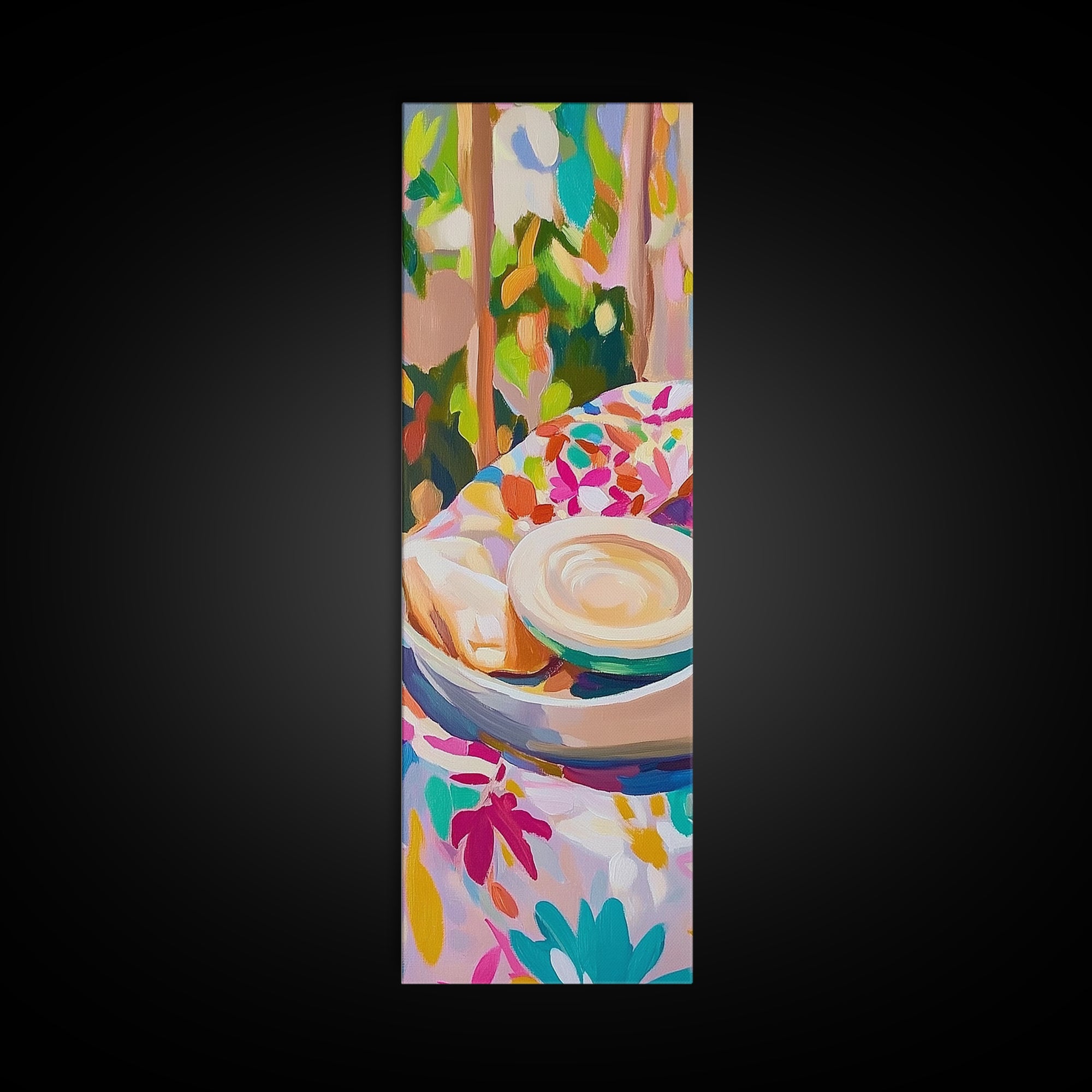 Croissant And Latte Cafe Breakfast Wall Art, French Bakery Print, Coffee Shop Decor, Kitchen Wall Art, Cozy Home Decor, Gift For Her