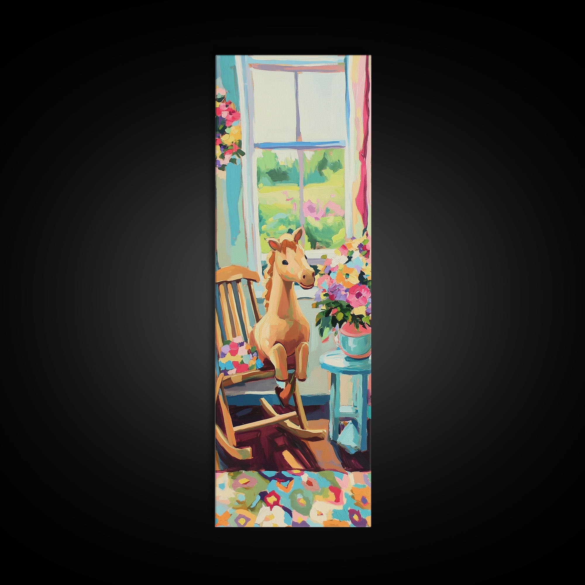Sweet Giraffe Nursery Framed Canvas Print, Colorful Kids Room Wall Art, Baby Animal Decor, Whimsical Playroom Gift, Baby Shower Gift