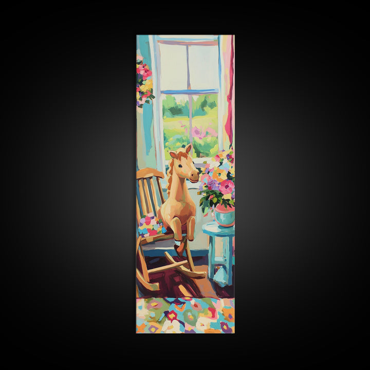 Sweet Giraffe Nursery Framed Canvas Print, Colorful Kids Room Wall Art, Baby Animal Decor, Whimsical Playroom Gift, Baby Shower Gift