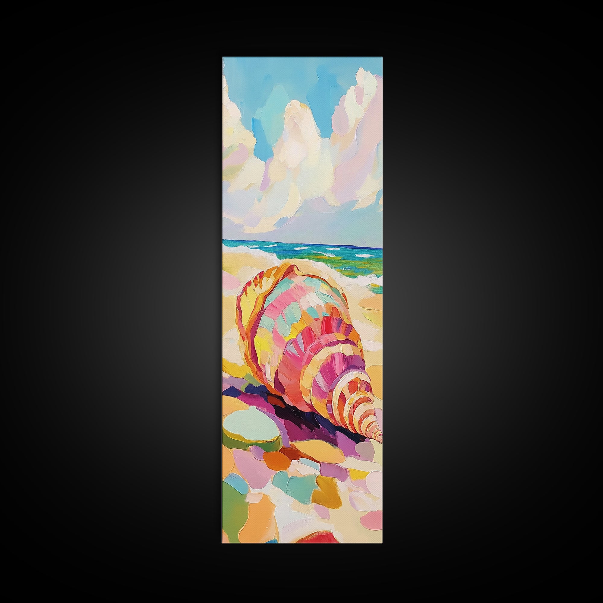 Large Seashell On Sunny Beach Canvas Print, Coastal Wall Art, Ocean Decor, Beach House Art Print, Summer Housewarming Gift