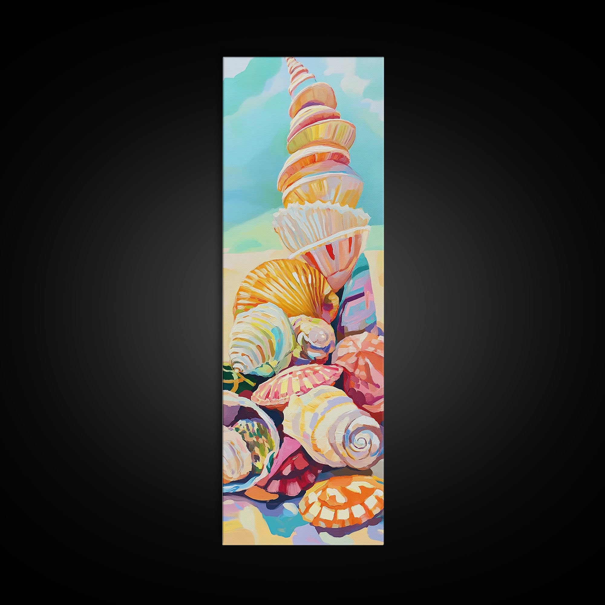 Pastel Seashell Pile On Beach Canvas Print, Coastal Wall Art, Ocean Decor, Nautical Art Print, Beach House Decor Gift For Her