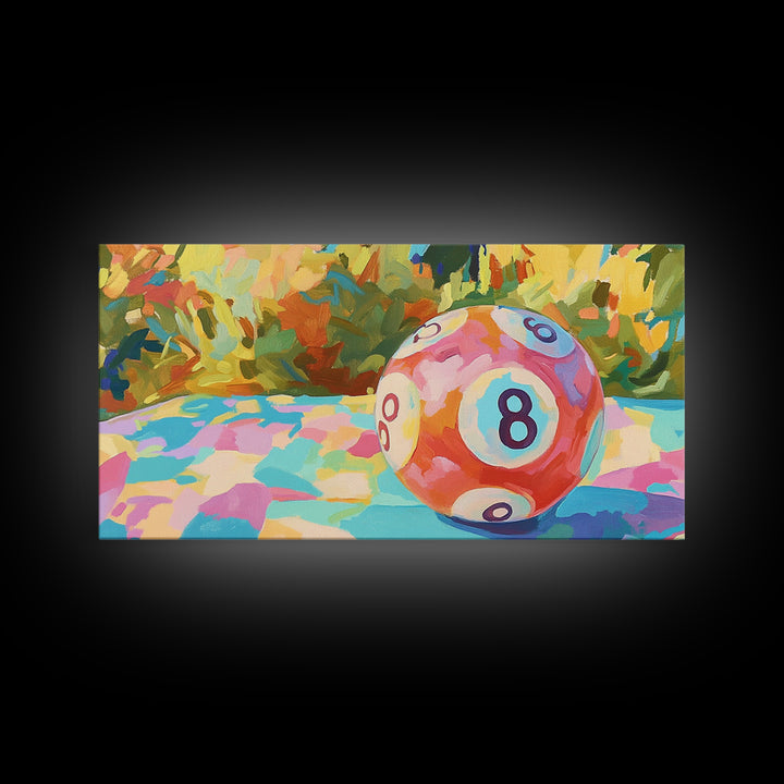 Pink Eight Ball Billiards Wall Art, Game Room Decor, Pool Room Art Print, Retro Poster, Man Cave Canvas Print, Gift For Him