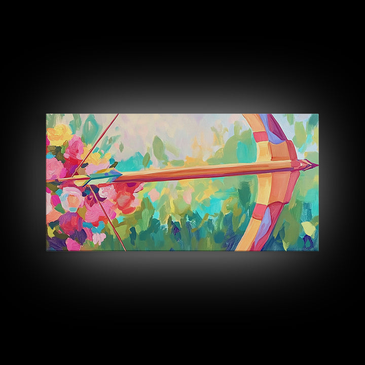 Floral Archery Bow And Arrow In Pastel Garden Wall Art, Whimsical Decor, Feminine Wall Art, Boho Wall Decor, Gift For Her