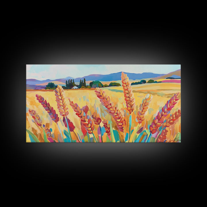 Golden Wheat Field Canvas Print, Rustic Country Landscape Art, Farmhouse Wall Decor, Kitchen Wall Art, Housewarming Gift