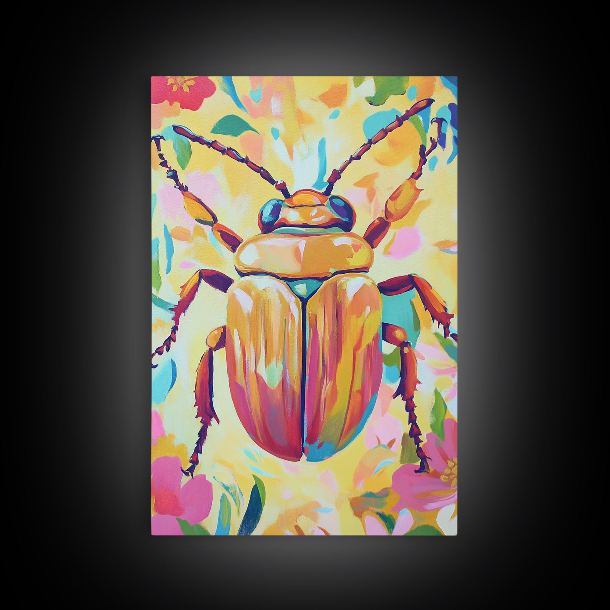 Golden Beetle Insect Wall Art, Colorful Animal Art, Whimsical Wildlife Print, Eclectic Home Decor, Nature Lover Gift, Insect Art
