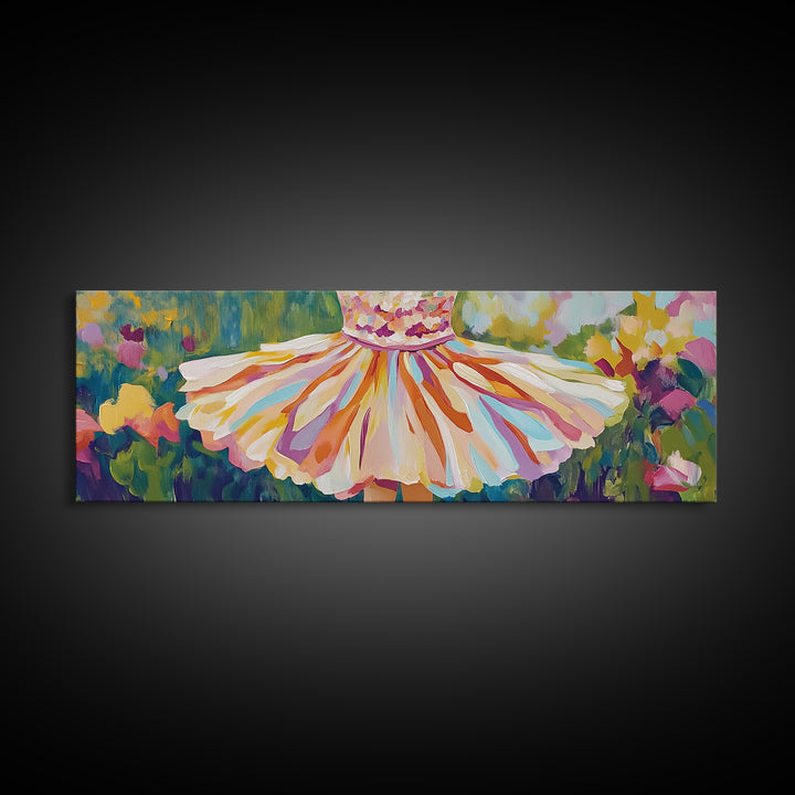 Twirl Dress In Blooming Garden Wall Art, Feminine Canvas Print, Whimsical Floral Decor, Girls Room Art, Gift For Her, Spring Decor
