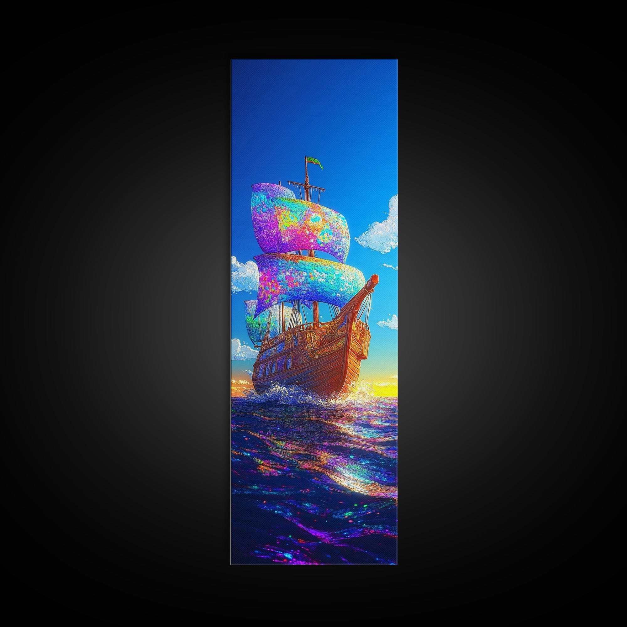 Rainbow Sailing Ship Canvas Print, Nautical Wall Art, Ocean Seascape, Coastal Home Decor, Beach House Living Room Decor Gift For Him