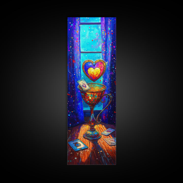 Glowing Heart Goblet By Window Wall Art, Romantic Bedroom Art, Whimsical Love Wall Decor, Gift For Her, Cozy Decor, Valentine Gift