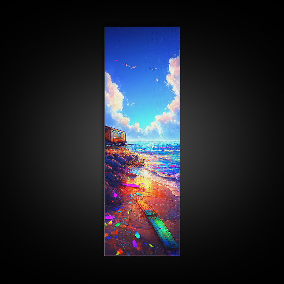 Sunlit Beach Path Wall Art, Coastal Ocean Sunset Canvas Print, Seaside Wall Decor, Beach House Decor, Living Room Art Print