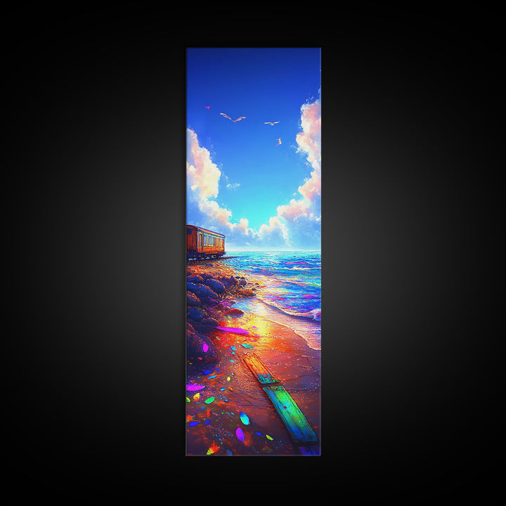 Sunlit Beach Path Wall Art, Coastal Ocean Sunset Canvas Print, Seaside Wall Decor, Beach House Decor, Living Room Art Print