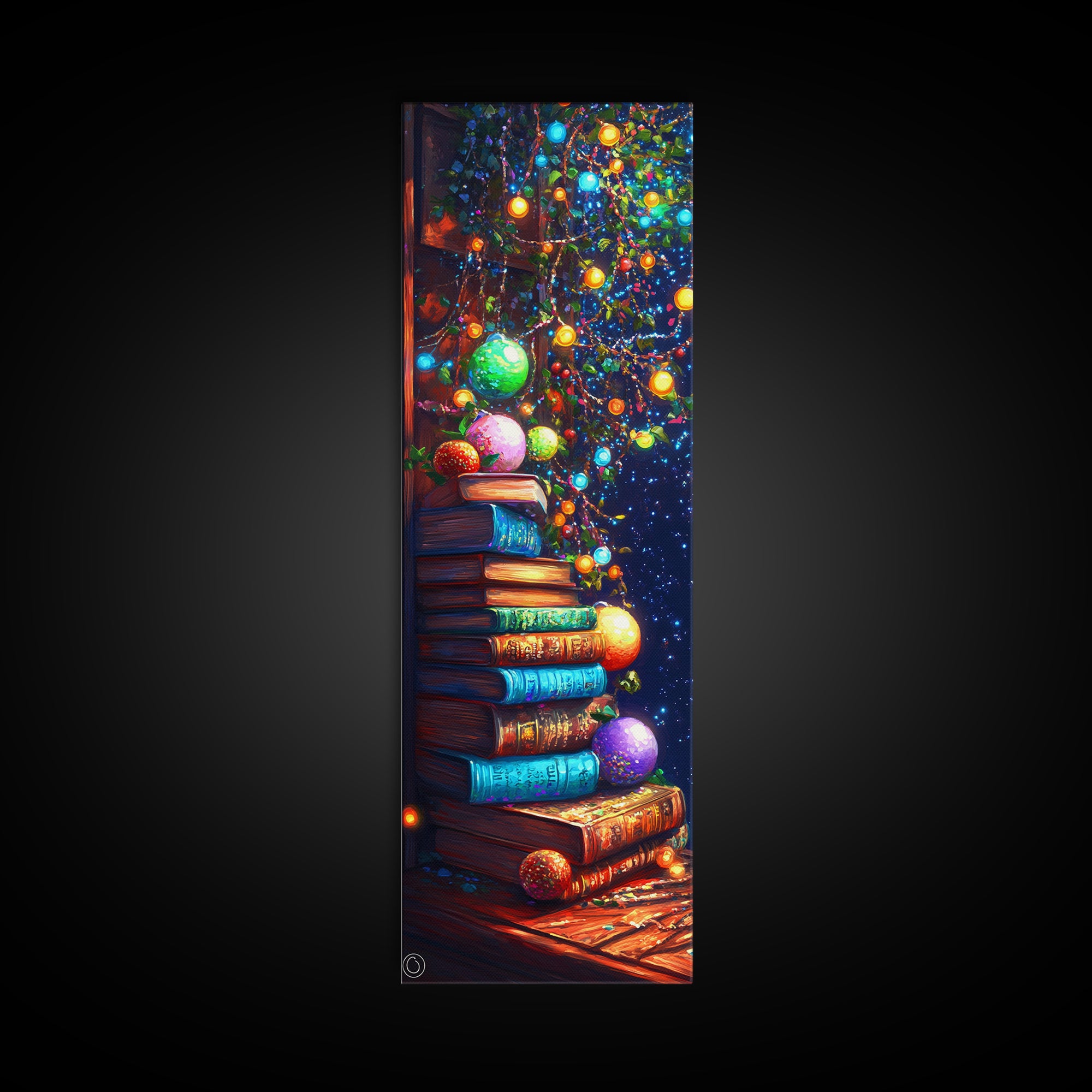 Stacked Books Christmas Tree Wall Art, Cozy Library Canvas Print, Bookish Decor, Holiday Home Decor, Housewarming Gift, Christmas Gift
