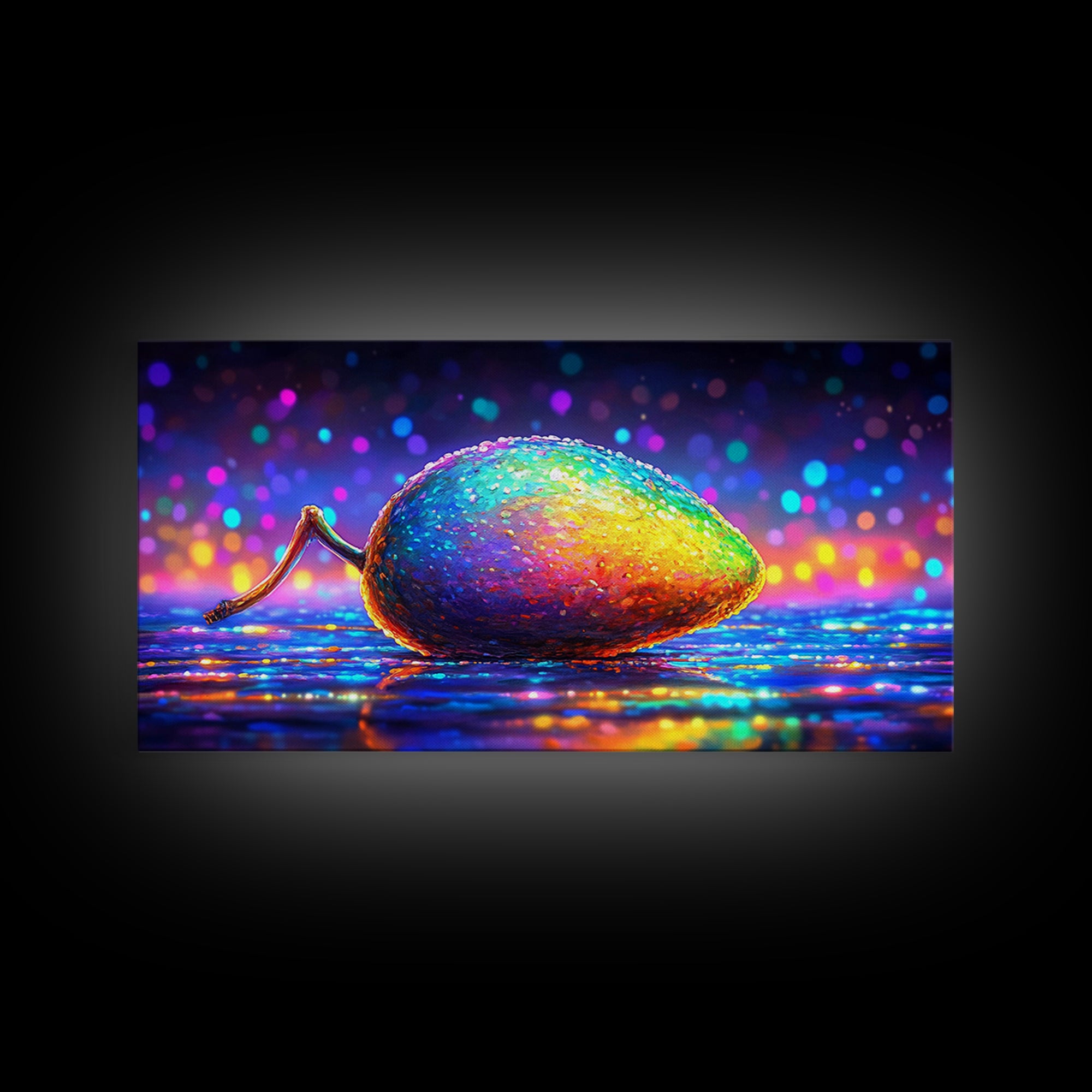 Rainbow Computer Mouse Wall Art, Neon Tech Canvas Print, Gamer Room Decor, Cyberpunk Office Art Gift For Programmers Home Decor