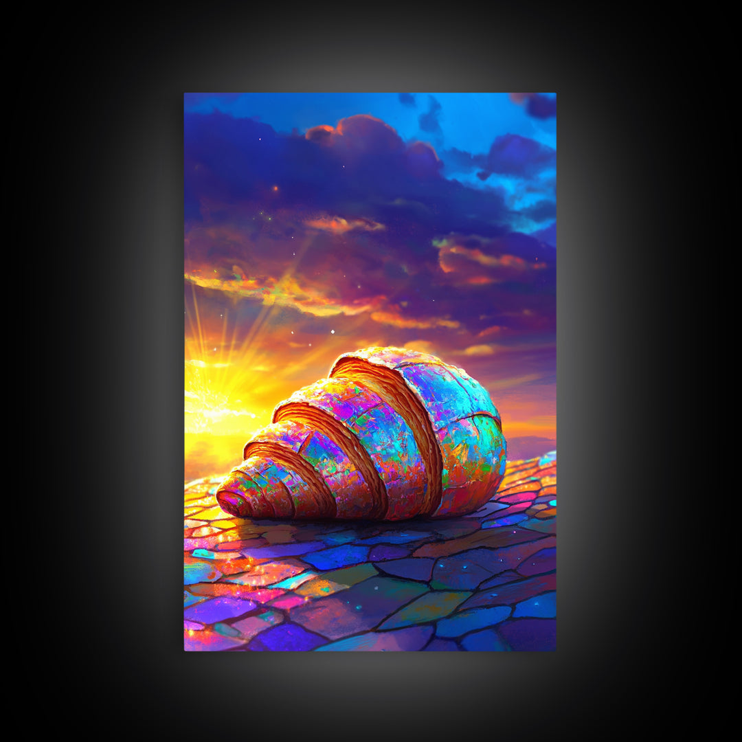 Iridescent Seashell Sunset Framed Canvas Print, Coastal Wall Art, Beach House Decor, Ocean Art Print, Colorful Seascape Gift
