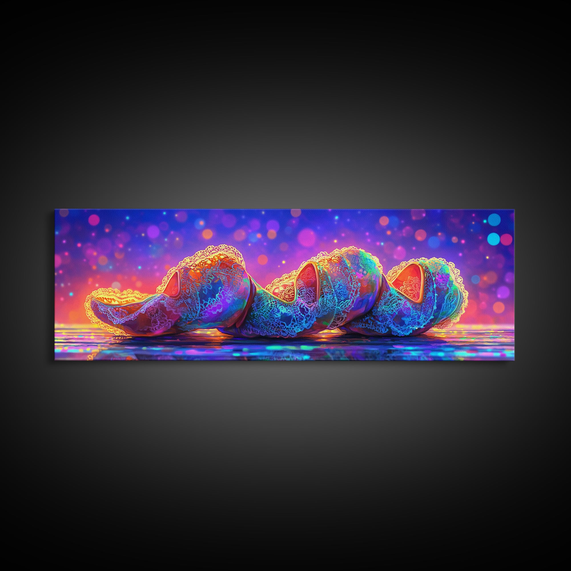 Rainbow Seashell Trio On Shimmering Beach Canvas Print, Coastal Wall Art, Ocean Decor, Beach House Gift For Her, Summer Decor
