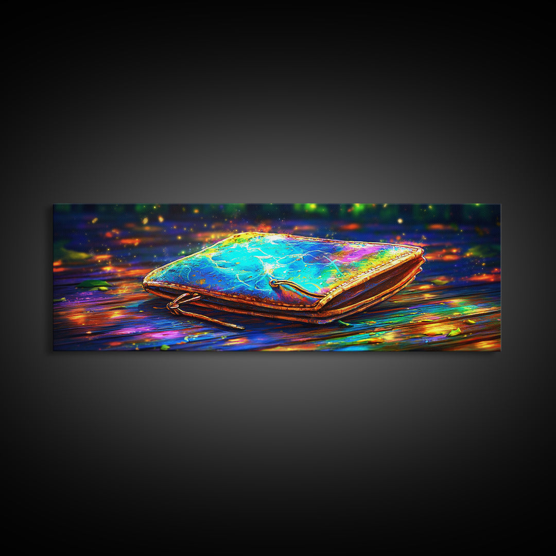 Glowing Leather Journal Wall Art, Bookish Decor, Writing Desk Art Print, Cozy Library Decor, Office Wall Decor, Gift For Her