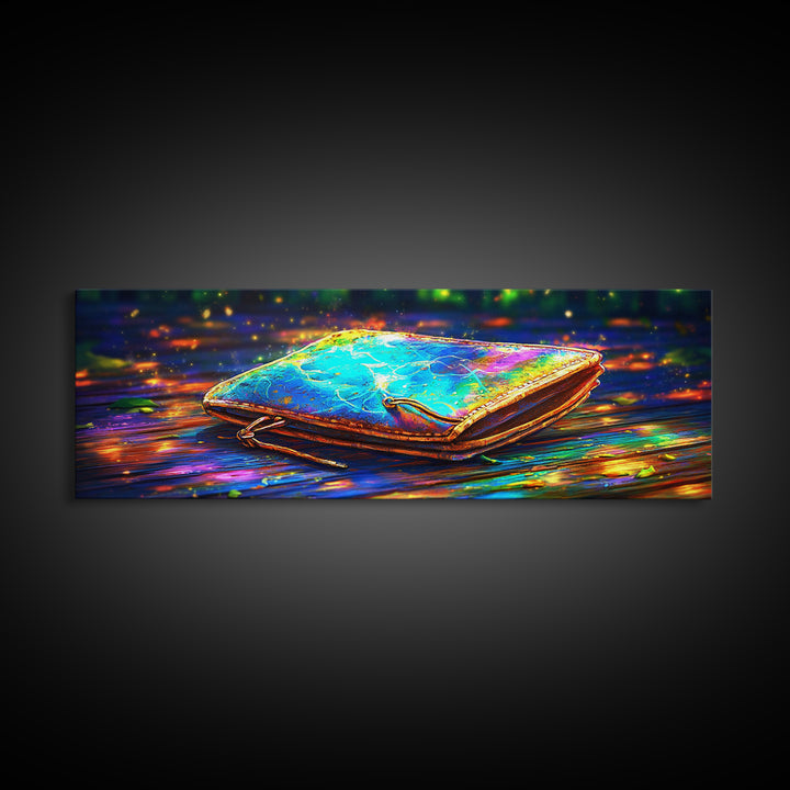 Glowing Leather Journal Wall Art, Bookish Decor, Writing Desk Art Print, Cozy Library Decor, Office Wall Decor, Gift For Her