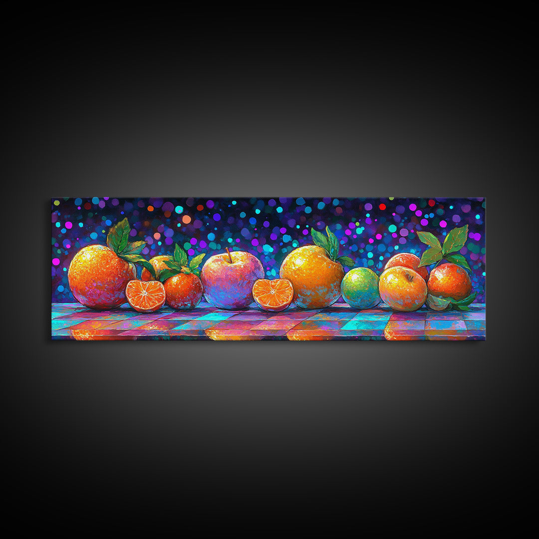 Vibrant Citrus And Apple Still Life Framed Canvas Print, Colorful Kitchen Wall Art, Fruit Art, Modern Home Decor, Foodie Gift
