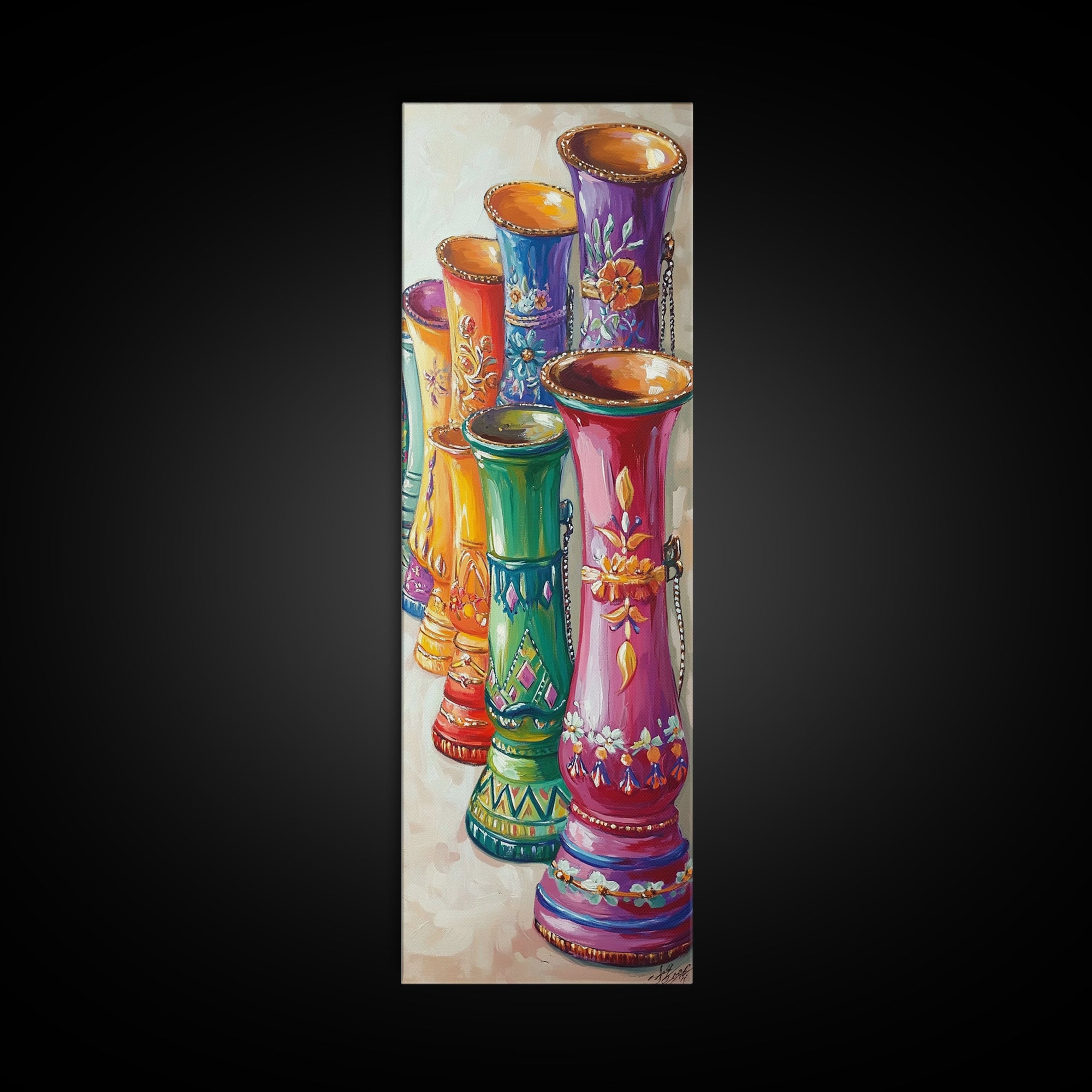 Colorful Painted Western Boot Vases Wall Art, Boho Southwestern Decor, Eclectic Farmhouse Canvas Print, Living Room Gift