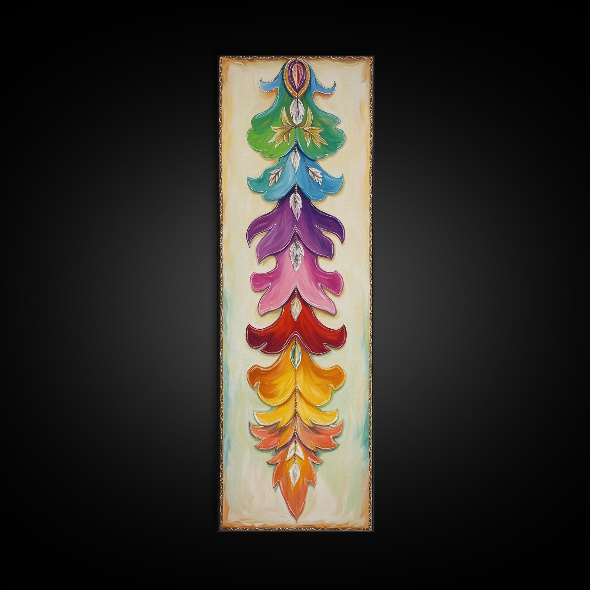 Colorful Layered Feather Wall Art, Western Boho Canvas Print, Southwestern Ranch Decor, Vibrant Farmhouse Housewarming Gift