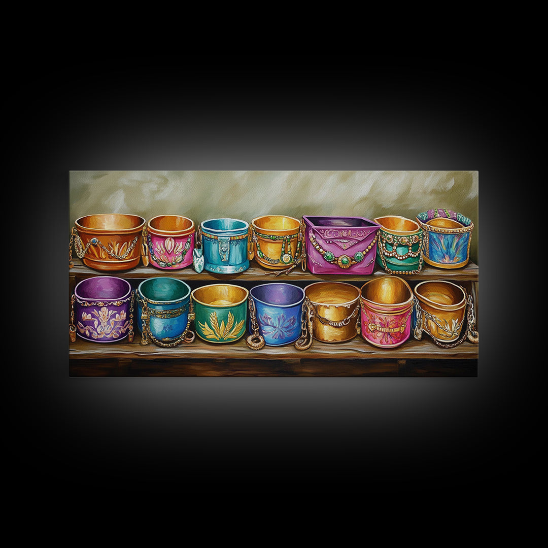 Colorful Southwestern Cuff Bracelets Wall Art, Turquoise Jewelry Decor, Boho Western Art Print, Eclectic Housewarming Gift