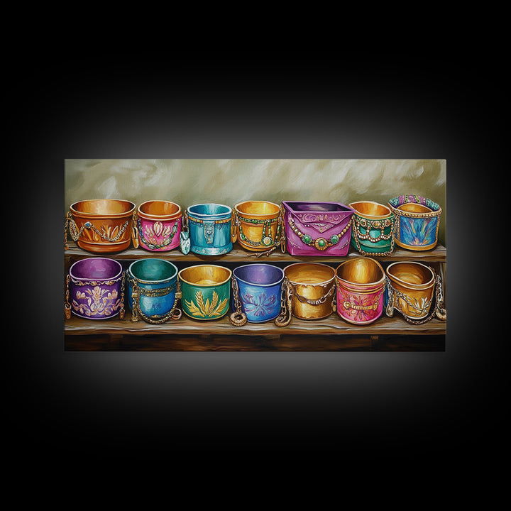 Colorful Southwestern Cuff Bracelets Wall Art, Turquoise Jewelry Decor, Boho Western Art Print, Eclectic Housewarming Gift