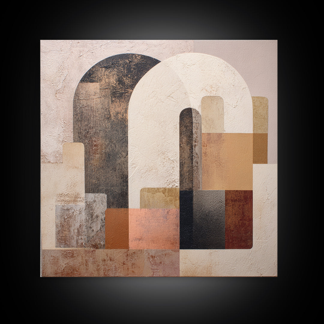 Neutral Abstract Arches Framed Canvas Print, Above Bed Art, Above Bed Decor, Bedroom Decor, Abstract Art, Serenity, ABA-1x1-100