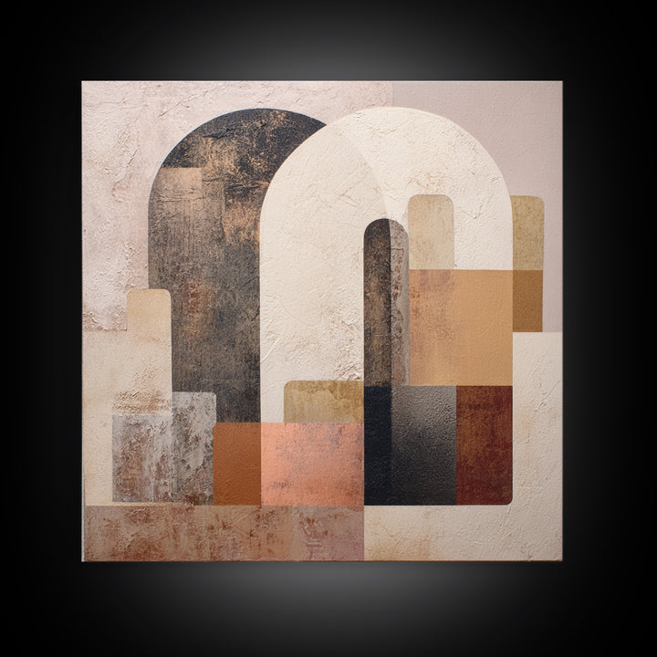 Neutral Abstract Arches Framed Canvas Print, Above Bed Art, Above Bed Decor, Bedroom Decor, Abstract Art, Serenity, ABA-1x1-100