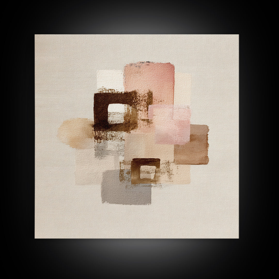 Japandi Ink Shapes Canvas Print, Above Bed Art, Whimsical Decor, Bedroom Decor, Abstract Art, Serenity, Bedroom Wall Decor, ABA-1x1-18