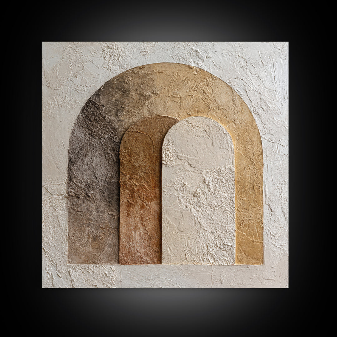 Neutral Abstract Arches Framed Canvas Print, Above Bed Art, Dorm Decor, Bedroom Decor, Fine Art, Serenity, Dopamine Decor, ABA-1x1-28