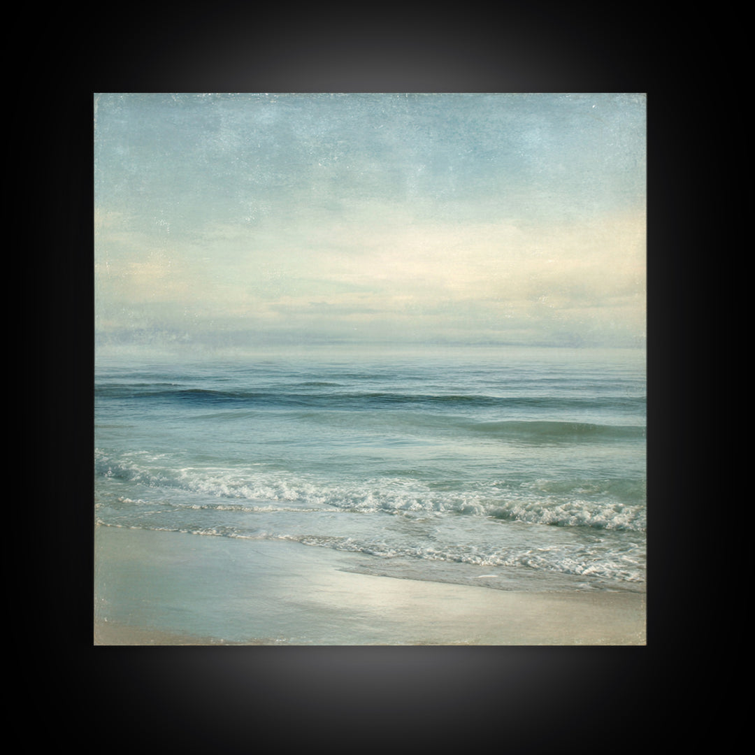 Quiet Moon over a Calm Ocean Horizon Canvas Print, Above Bed Art, Canvas Wall Art, Bedroom Decor, Fine Art, Serenity, ABA-1x1-3