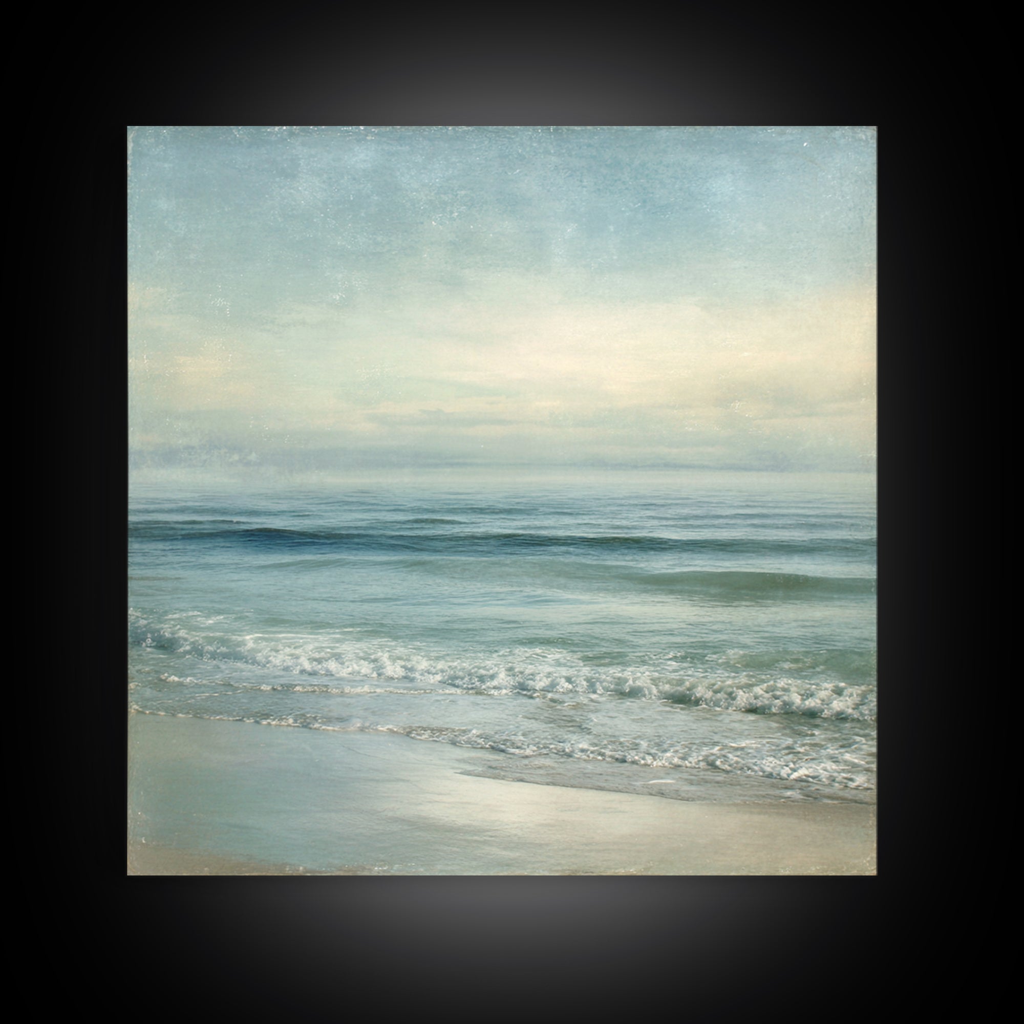 Quiet Moon over a Calm Ocean Horizon Canvas Print, Above Bed Art, Canvas Wall Art, Bedroom Decor, Fine Art, Serenity, ABA-1x1-3