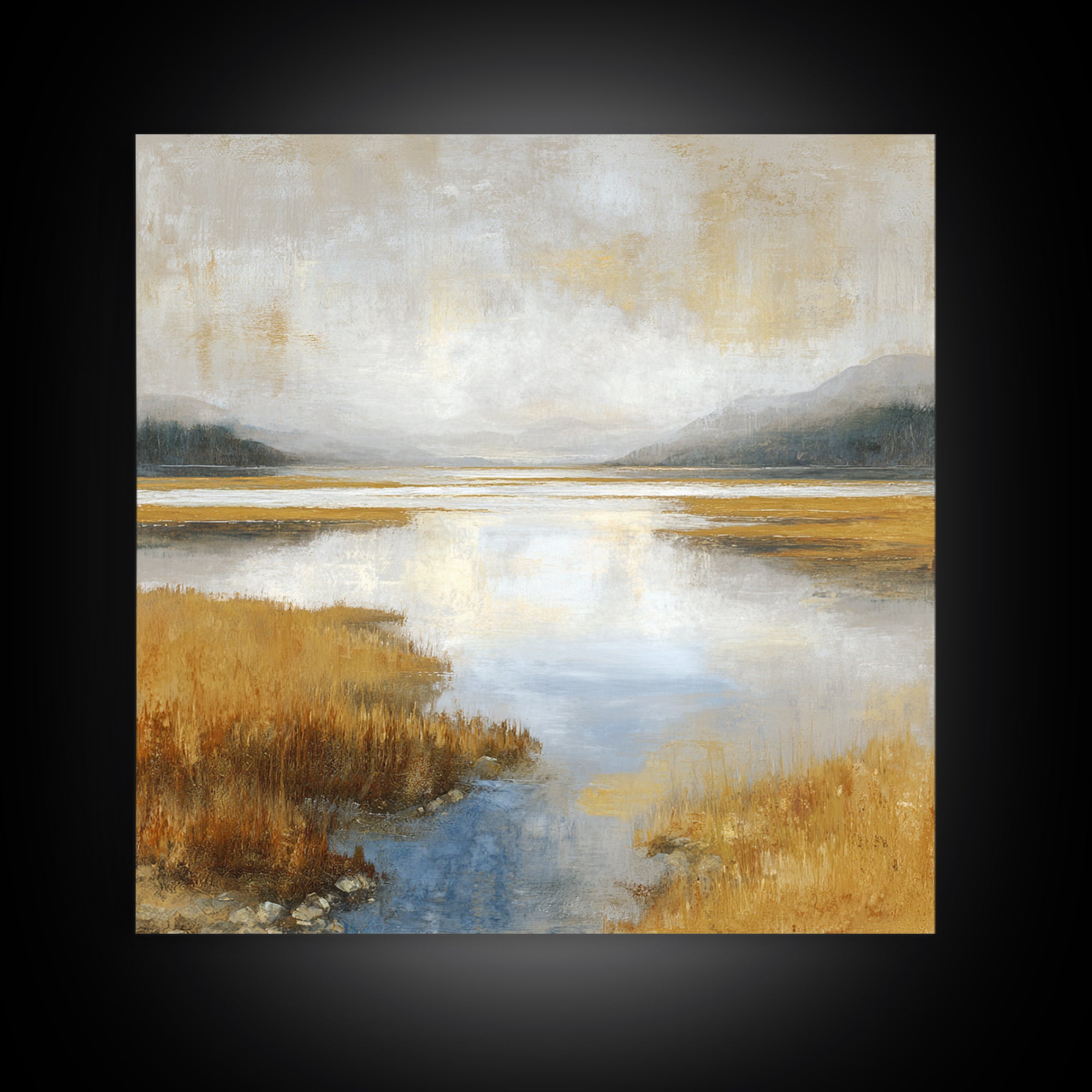 Calming Lake Reflection Canvas Print, Above Bed Art, Boho Wall Art, Bedroom Decor, Fine Art, Serenity, Above Bed Decor, ABA-1x1-35